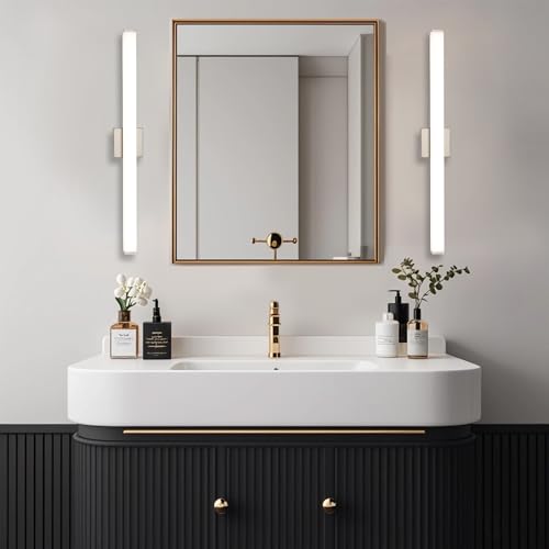 Bathroom Vanity Light Brushed Nickel Square LED 24 inch 14W 4000K Natural White Light Wall Bar Lighting Fixtures Over Mirror (Brushed Nickel, 31.5in 4000K Dimmable) - color: Brushed Nickel, size: 31.5in 4000K Dimmable