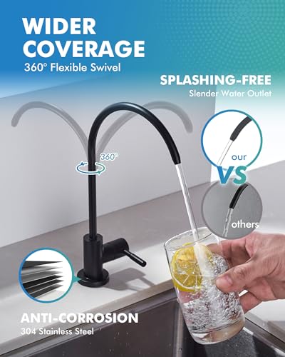 VFAUOSIT Kitchen Faucet with Pull Down Sprayer, Oil-Rubbed Bronze | cUPC and CEC Certified, Lead-Free SUS304 Steel, 3 Spray Modes, 360° Swivel, Fingerprint-Resistant Finish, Ceramic Disc Valve - color: Matte Black-03
