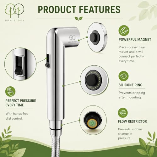 Handheld Bidet Sprayer for Toilet - Bum Gun Bidet Sprayer Kit with Adjustable Pressure, Bathroom Bidet Attachment, Cloth Diaper Sprayer, Feminine Wash, Easy Install, Leak-Free - style: METAL NUT