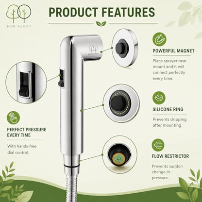 Handheld Bidet Sprayer for Toilet - Bum Gun Bidet Sprayer Kit with Adjustable Pressure, Bathroom Bidet Attachment, Cloth Diaper Sprayer, Feminine Wash, Easy Install, Leak-Free - style: METAL NUT