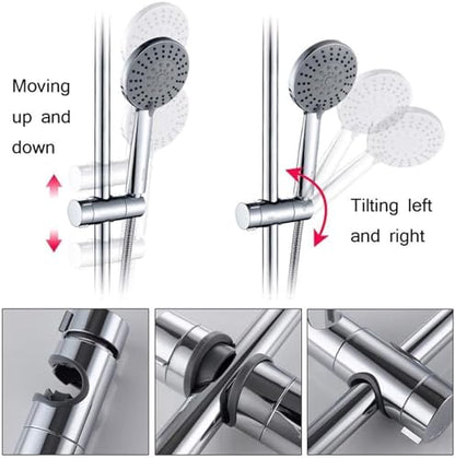 Adjustable Shower Head Holder for Slide Bar 18-25MM, ABS Chrome | Universal 18-25MM O.D. Rail Head Bracket Holder for Slider Clamp Bathroom Replacement 360 Degree Rotation Sprayer Holder