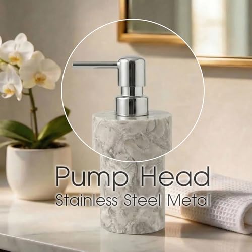 Marble Soap Dispenser, Hand Soap Dispenser for Bathroom Kitchen Countertop - Lotion and Liquid Soap Dispenser (1, Grey) - color: Gray