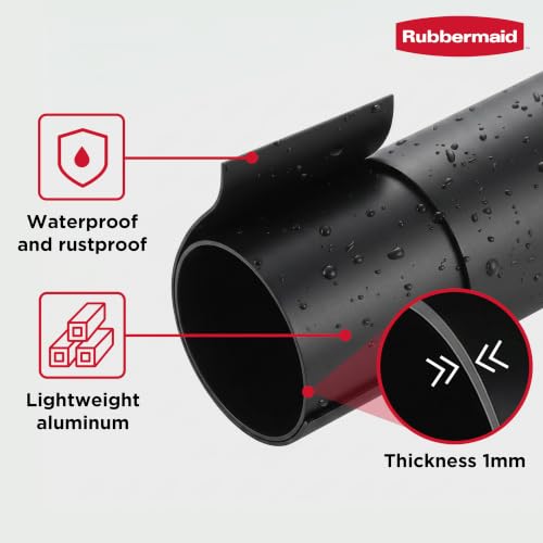 Rubbermaid Double Curved Shower Curtain Rod, No Drill, 50-72 Inches Adjustable Tension Shower Rod for Bathroom, Non-Slip, No Rust, Matte Black - color: Black