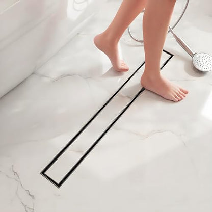 Neodrain 30" Brushed Linear Shower Drain,2-in-1 Flat& Tile Insert Cover | 304 Stainless Steel,Fast Drainage, Durable,Rectangle Shower Floor Drain with Adjustable Feet,Hair Strainer,Fits Bathrooms - color: Stainless Steel, size: 30 In