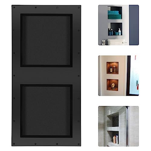Suteck 32"x16" Shower Niche, Double Shelf Tile-Ready Waterproof Storage Box | 12"x12" Each Cubby | 100% Waterproof ABS | Over/Flush Mount, Vertical/Horizontal | Multi-Scene For Bathroom, Kitchen - size: 32" x 16"