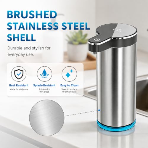 Automatic Liquid Soap Dispenser（IPX5 Waterproof, 12oz/350ml） | Touchless Rechargeable Soap Dispenser for Kitchen & Bathroom, 4 Adjustable Liquid Levels, USB-C - color: St-01 Liquid Gray