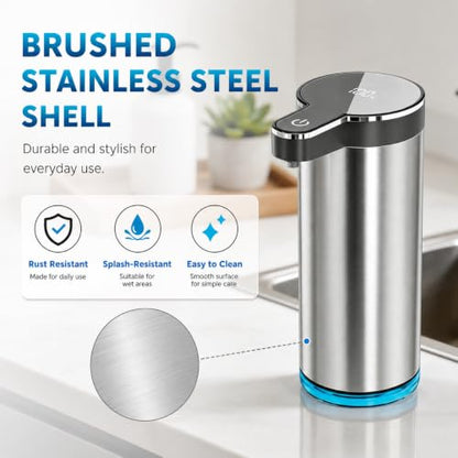 Automatic Liquid Soap Dispenser（IPX5 Waterproof, 12oz/350ml） | Touchless Rechargeable Soap Dispenser for Kitchen & Bathroom, 4 Adjustable Liquid Levels, USB-C - color: St-01 Liquid Gray