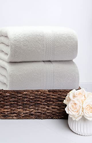 COTTON CRAFT Ultra Soft Bath Sheet - 2 Pack 100% Ringspun Cotton Towels | Oversized 35x70 inches White Bath Sheet Towel - Absorbent 580 GSM Quick Dry Everyday Luxurious Hotel Quality Bathroom Towels - color: White, size: 2 Pack Bath Sheet