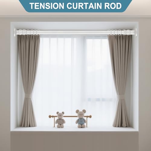 ZOCONE Tension Curtain Rod, No Drilling, Adjustable 51-168 Inch, White | 1.26" Diameter Heavy Duty Tension Rod, Rust-Proof, Tool-Free, Renter Friendly for Bathroom Window Room Divider Patio - color: White, size: 51-168 Inches