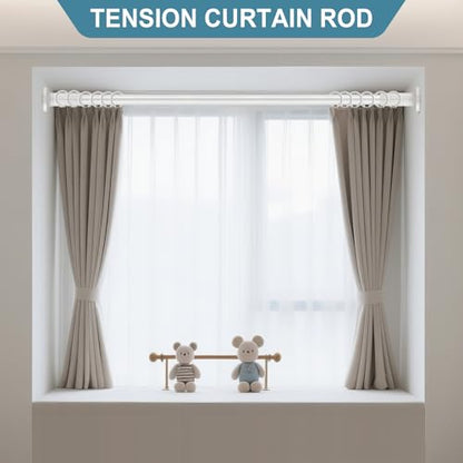 ZOCONE Tension Curtain Rod, No Drilling, Adjustable 51-168 Inch, White | 1.26" Diameter Heavy Duty Tension Rod, Rust-Proof, Tool-Free, Renter Friendly for Bathroom Window Room Divider Patio - color: White, size: 51-168 Inches