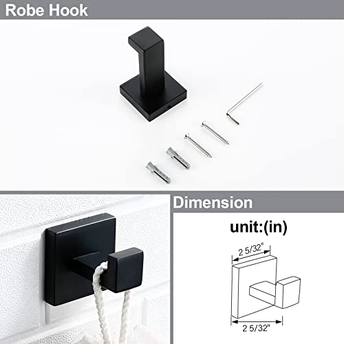 BAGNOLUX Matte Black Bathroom Accessories Set 4 Pieces, Bathroom Towel Holder Set Stainless Steel, Black Towel Bar Towel Racks for Bathroom Wall Mounted, Square Bathroom Hardware Set Heavy Duty - color: Matte Black