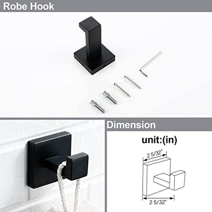 BAGNOLUX Matte Black Bathroom Accessories Set 4 Pieces, Bathroom Towel Holder Set Stainless Steel, Black Towel Bar Towel Racks for Bathroom Wall Mounted, Square Bathroom Hardware Set Heavy Duty - color: Matte Black