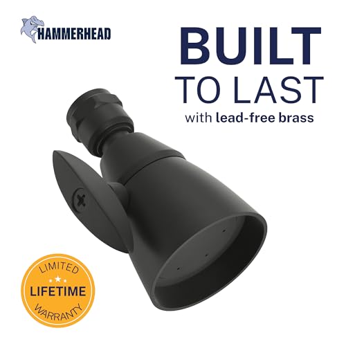 HammerHead Showers® Solid Metal 2 Inch High Pressure Shower Heads - MATTE BLACK – 2.5 GPM Shower Heads High Pressure - High Flow Shower Head with ADJUSTABLE SPRAY PATTERN - Fixed Shower Head - color: Matte Black, size: 2.5 GPM Standard