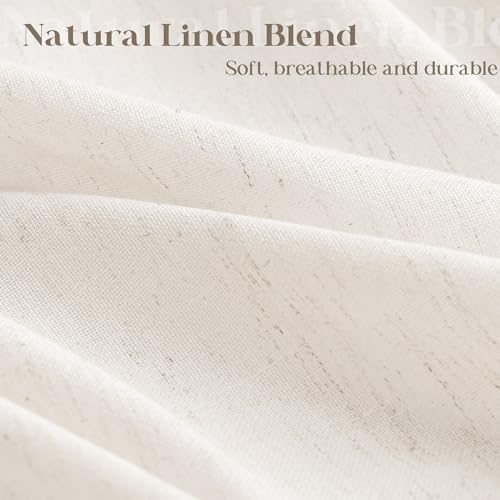 Cream Linen Shower Curtain for Bathroom Water Repellent 72x72 Inch | Natural Neutral, Boho Farmhouse Aesthetic, Shower Curtains, Bath, Sheer, Cloth Fabric, Drapes with Hooks Sets, 72 x 72 Inches - color: Natural, size: 72"W x 72"L (Pack of 1)