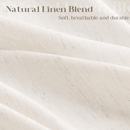 Cream Linen Shower Curtain for Bathroom Water Repellent 72x72 Inch | Natural Neutral, Boho Farmhouse Aesthetic, Shower Curtains, Bath, Sheer, Cloth Fabric, Drapes with Hooks Sets, 72 x 72 Inches - color: Natural, size: 72"W x 72"L (Pack of 1)