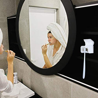 Patelai 2 Pcs Toothbrush Holder Wall Mounted with Cover,2 Slots Self Adhesive Electric Toothbrushes Storage Organizer for Dorm Bathrooms Cabinet and Shower