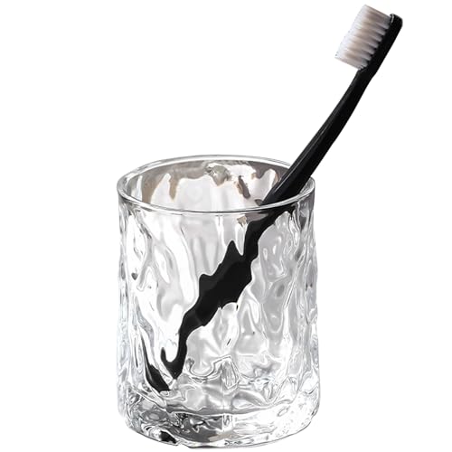 Toothbrush Holders for Bathrooms,Clear Glass Toothbrush and Toothpaste Holder,Bathroom Tumbler and Mouthwash Cup,Bathroom Storage Cup for Tooth Brush,Makeup Brush (Transparent) - color: Transparent