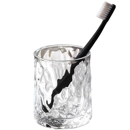 Toothbrush Holders for Bathrooms,Clear Glass Toothbrush and Toothpaste Holder,Bathroom Tumbler and Mouthwash Cup,Bathroom Storage Cup for Tooth Brush,Makeup Brush (Transparent) - color: Transparent
