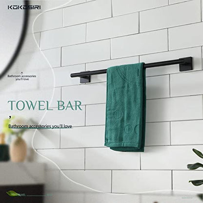 KOKOSIRI Towel Rail Bathroom Towel Bars Matte Black 20 Inch Towel Holder for Bath Cabinet Kitchen Wall Mount Stainless Steel B4005BK-L20 - color: Matte Black, size: 20-Inch