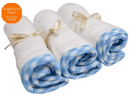 Channing & Yates - Premium Baby Washcloths - (6-Pack) Organic Baby Wash Cloths - Thick, Soft, Plush - Great for Eczema - Face Washcloths (Blue on White) - color: Blue