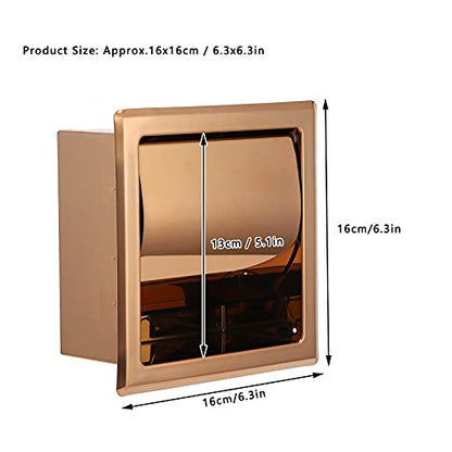 Alvinlite Toilet Paper Roll Holder Recessed Toilet Paper Holder Tissue Holder Box Cover Wall Mounted Stainless Steel Toilet Roll Holder Waterproof Toilet Tissue Holder for Bathroom(Rose Golden) - color: Rose Golden