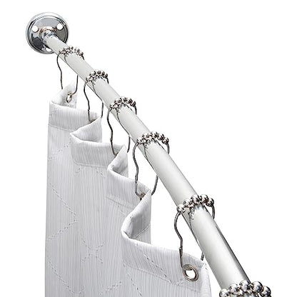 Bath Bliss Curved Shower Rod | Adjustable 44"-78" Inch | Bathroom Shower Curtain and Liner Rod | 33% More Space | Wall Mounted | Easy Installation | Aluminum - color: Aluminum