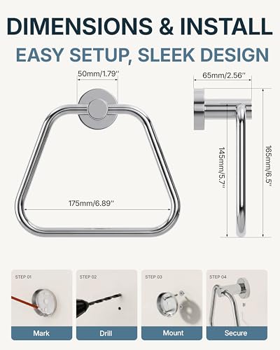 RARXTR Hand Towel Holder for Bathroom Polished Chrome Towel Ring Heavy Duty Thickened Stainless Steel Towel Hanger Wall Mount for Bath, Kitchen - size: ∅12mm Tube