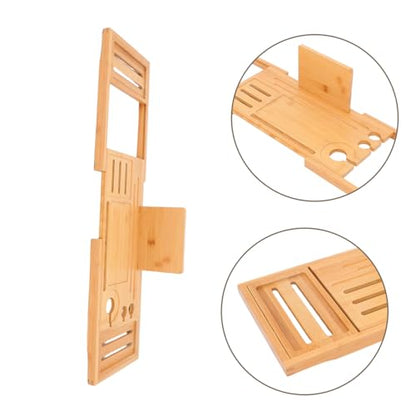 Bamboo Bathtub Tray Expandable Spa Bath Organizer Nonslip Bathroom Tub Holder for Soap Shampoo