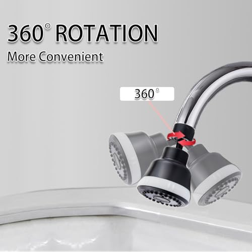 Faucet Aerator Faucet Sprayer Attachment, Kitchen Faucet Head Replacement with 4 Spray Modes, 360° Swivel Faucet Extender Anti-Splash Sink Sprayer Faucet Nozzle Head (Diamond, Black) - color: Black, style: Diamond