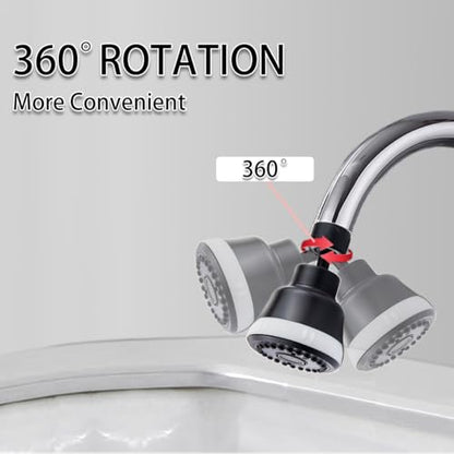 Faucet Aerator Faucet Sprayer Attachment, Kitchen Faucet Head Replacement with 4 Spray Modes, 360° Swivel Faucet Extender Anti-Splash Sink Sprayer Faucet Nozzle Head (Diamond, Black) - color: Black, style: Diamond