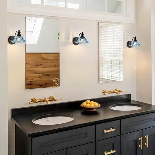 XIEDUN Vanity Light Black Wall Sconces Modern 1-Light Bathroom Sconces - color: Black and Blue, size: 1 Light