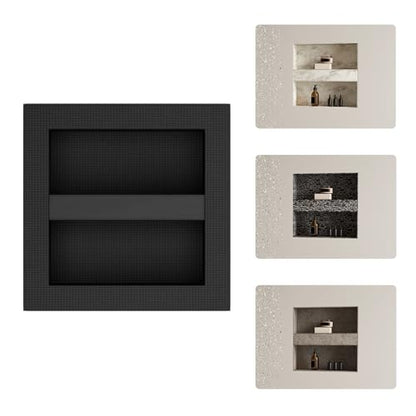 Shower Niche 16" x 16" Black, Tile Ready Insert with Shelf | Recessed Shower Wall Niche, Removable Shelf, Tile Ready Insert, Built-in Bathroom Storage Box, Waterproof, Easy Install