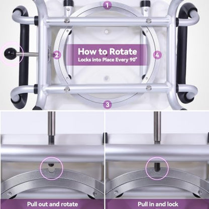 Swivel Shower Chair with Removable Arms and Back, 400 lbs | Adjustable Height Shower Seats for Inside Shower or Tub, Non-Slip Shower Stool, Safety Bath Seat for Elderly and Disabled - color: Purple