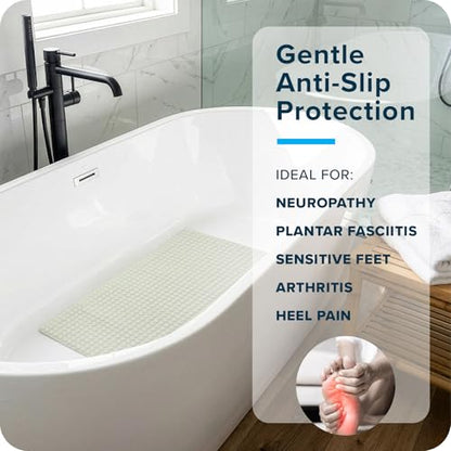 SlipX Solutions Pillow Top Soft Padded Non Slip Bathtub Mat, 27x15.5, Cream | Soft Anti Slip Bath Tub And Shower Mat, 700 Air-Filled Pillows, Strong Suction Cups, Extra Comfort Underfoot - color: Cream