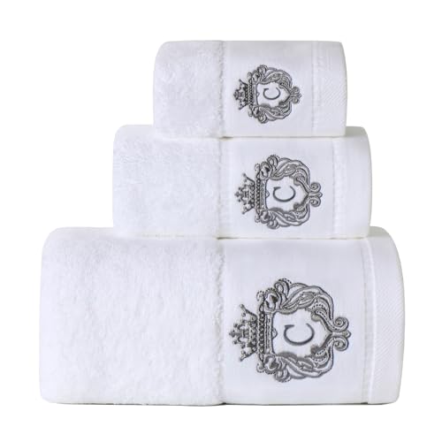 Luxury Bathroom Super Soft and Highly Absorbent Premium 100% Cotton Bath Towel Set for Gifts (White-C) - color: White-c