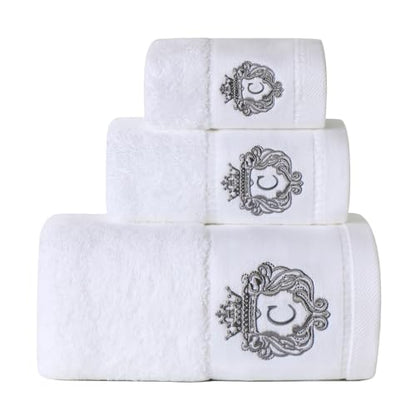 Luxury Bathroom Super Soft and Highly Absorbent Premium 100% Cotton Bath Towel Set for Gifts (White-C) - color: White-c