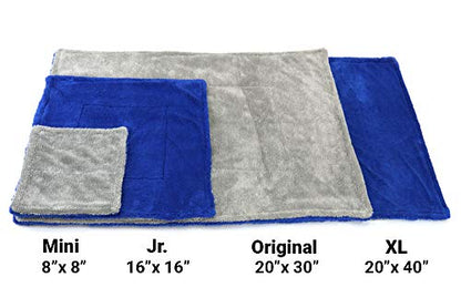Autofiber Amphibian Dual Side Microfiber Car Drying Towel - One Side Twist, One Side Plush - Pack of 1-20 inch x 30 inch (Blue/Gray) - color: Blue/Gray