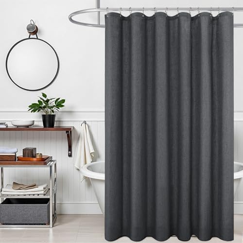 KOUFALL Dark Grey Shower Curtains for Bathroom Set with Hooks,Waterproof Linen Cloth Fabric Shower Curtain,Charcoal Grey,72x72 Inch - color: Dark Grey, size: 72"W x 72"L (Pack of 1)