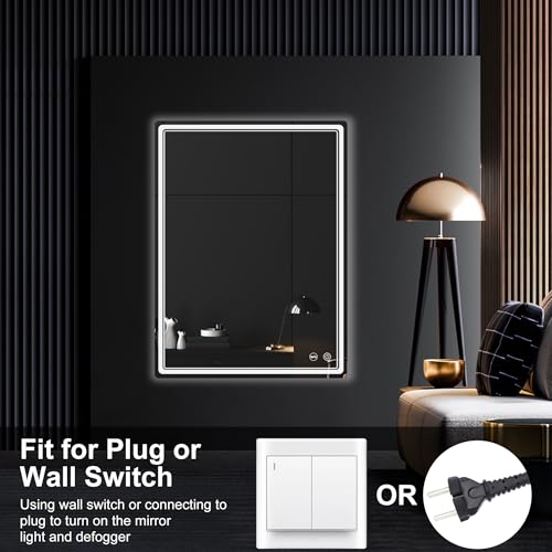LED Bathroom Mirror with Lights, Anti-Fog, Dimmable, Lighted Bathroom Vanity Mirror for Wall, UL-Certified (48 x 36) - size: 48"L x 36"W
