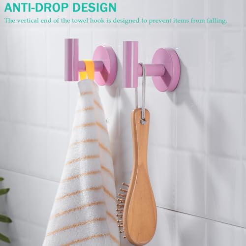 Towel Hooks for Bathrooms,Pink Wall Mount Hooks SUS 304 Stainless Steel Coat Hook Robe Hook Towel Hook 2 Count for Kitchen,Bedroom (Drilling),96006-8PK - color: Pink