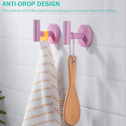 Towel Hooks for Bathrooms,Pink Wall Mount Hooks SUS 304 Stainless Steel Coat Hook Robe Hook Towel Hook 2 Count for Kitchen,Bedroom (Drilling),96006-8PK - color: Pink