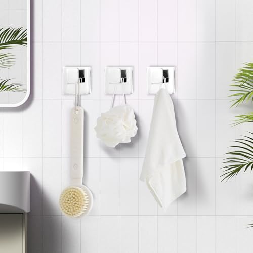 IBosins 4-Pack Towel Hooks Hand Towel Holder Bathroom Robe Hanger Coat Hook | Polished Chrome Square Bath Towel Hook Wall Mount Heavy Duty Stainless Steel Hat Hook for Living Room Bedroom Kitchen Closet - color: Polished Chrome