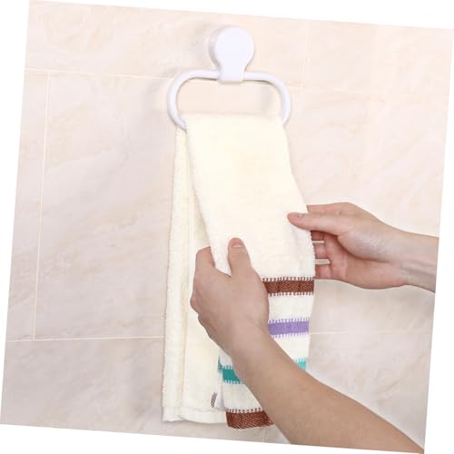 Self-Adhesive White Towel Ring for Bathroom and Kitchen No Drilling Required Premium Abs Material Easy Installation Towel Holder with Simple Design