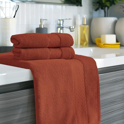 COZYART Bath Towel Set 6 PCS, Luxury 100% Turkish Cotton 650GSM Ultra Soft | Absorbent Quick Dry, OEKO‑Tex 100 Cert. Zero Twist Ring Spun Cotton, Plush Fluffy, Breathable Hotel Quality Bathroom Towels - color: Orange- Burnt Orange