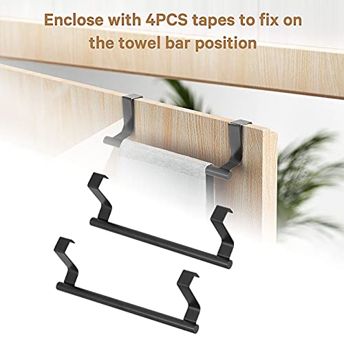 GOTOTOP Black Towel Holder Rack, 430 Stainless Steel Cabinet Door Towel Bar 23CM, No Drill Over Door Design, Space Saving for Bathroom Kitchen Home Hotel Hand or Dish Towels (36CM) - size: 36CM