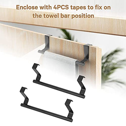 GOTOTOP Black Towel Holder Rack, 430 Stainless Steel Cabinet Door Towel Bar 23CM, No Drill Over Door Design, Space Saving for Bathroom Kitchen Home Hotel Hand or Dish Towels (36CM) - size: 36CM