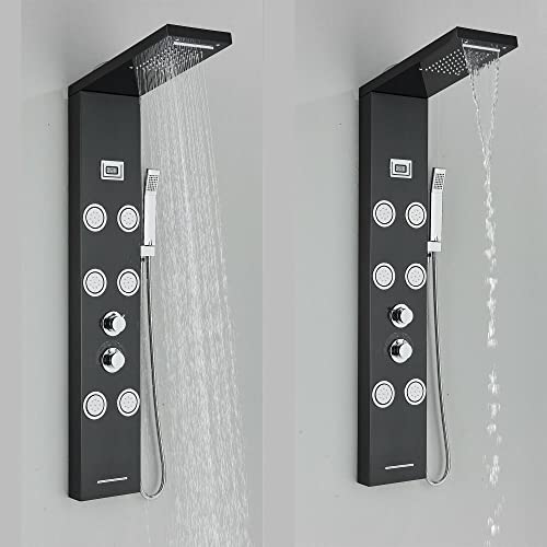 Stainless Steel Shower Panel Tower Rain Waterfall Massage Body Jet System Spray