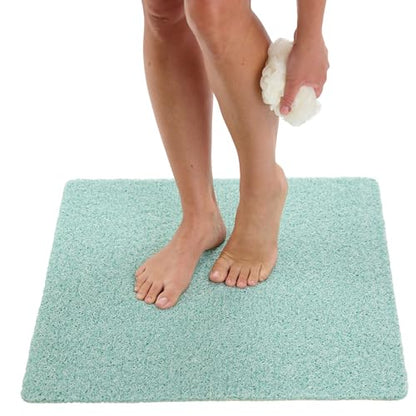 Enkosi Loofah Shower Mat Non Slip – Square Anti Slip Bath Mat for Inside Showers, Bathtub, Tub, Bathroom - Cushioned, Quick Dry PVC with Drain Holes - Secure Grip Safety Pad (Aqua Green 24x24) - color: Aqua Green, size: 24" x 24" (Square)