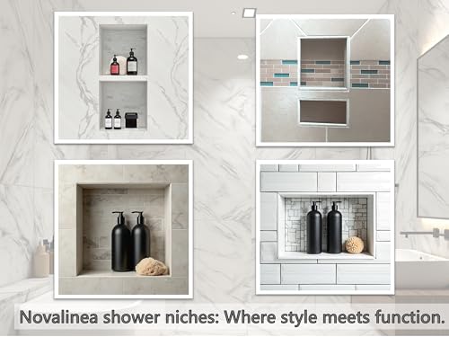 Large Double Shelf Recessed Shower Niche, Ready to Tile, 25" x 17" x 3.75" | Ready to Tile - size: 25" x 17" Double Shelf