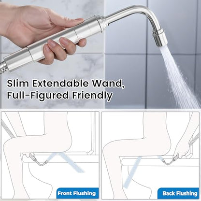 Handheld Toilet Bidet Sprayer for Toilet - Adjustable Flush Angle & Water Pressure for Bathroom Diaper Shower, All Brass Handheld Bidet Sprayer with Superior Complete Spray Hoses Kit (Sliver) - color: Sliver